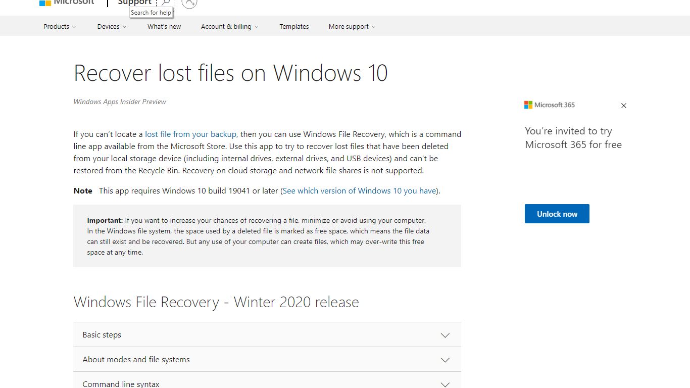 Recover lost files on Windows 10 - support.microsoft.com